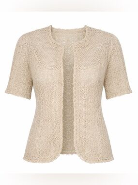 Vintage Handmade Crochet Cardigan Cream Cottagecore Fairycore Lace Top